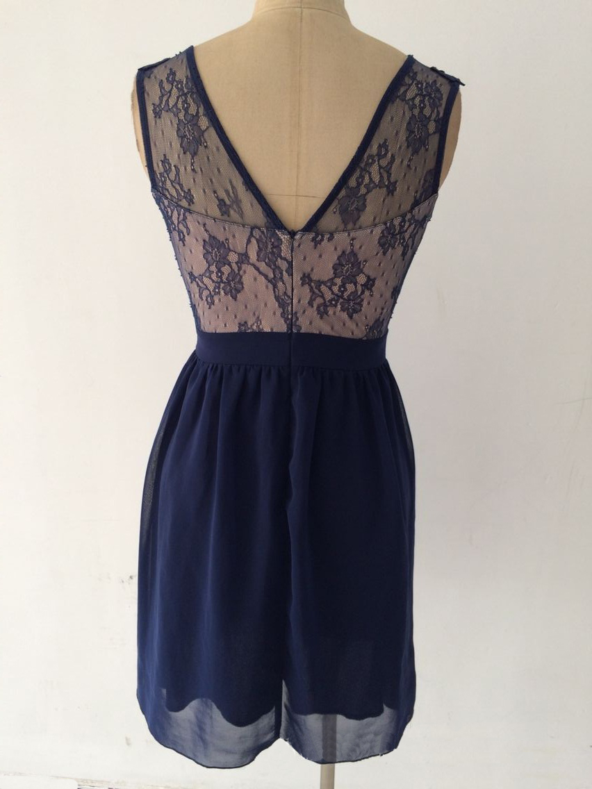 F2506 Euro Lace Panel Sexy A Line Dress